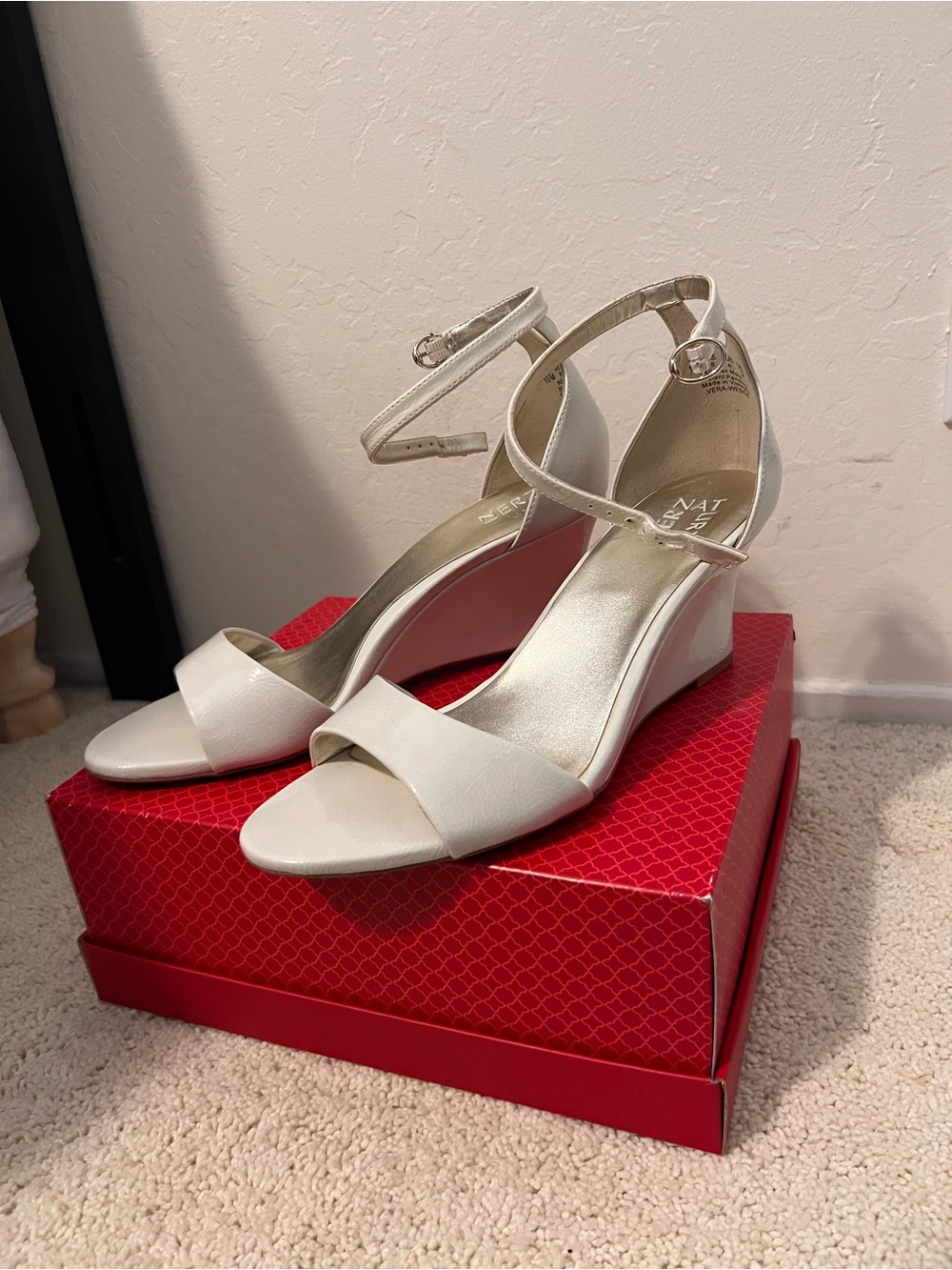 Naturalizer Women's Ivory Ankle-Strap Wedge Sandals